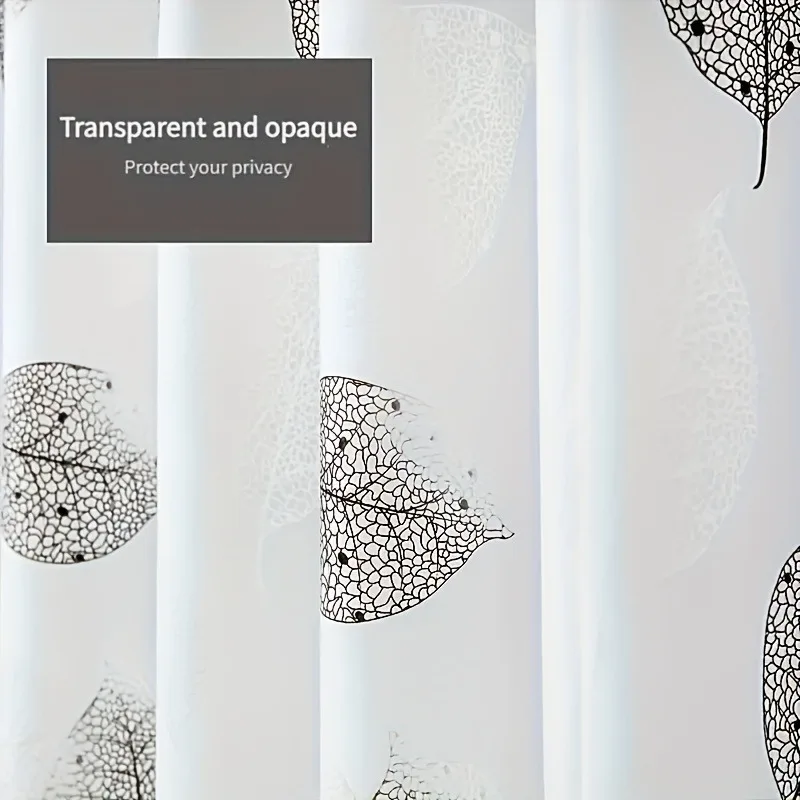 180X180CM Waterproof PEVA Shower Curtain Leaf Pattern Bath Curtain with Hooks Home Bathroom Decor