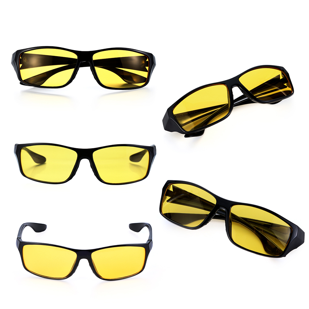 Unisex Night Driving Glasses Anti Glare Night Vision Glasses HD Polarized Yellow Tint Fit Over Wrap Around Eyewear for Men Women