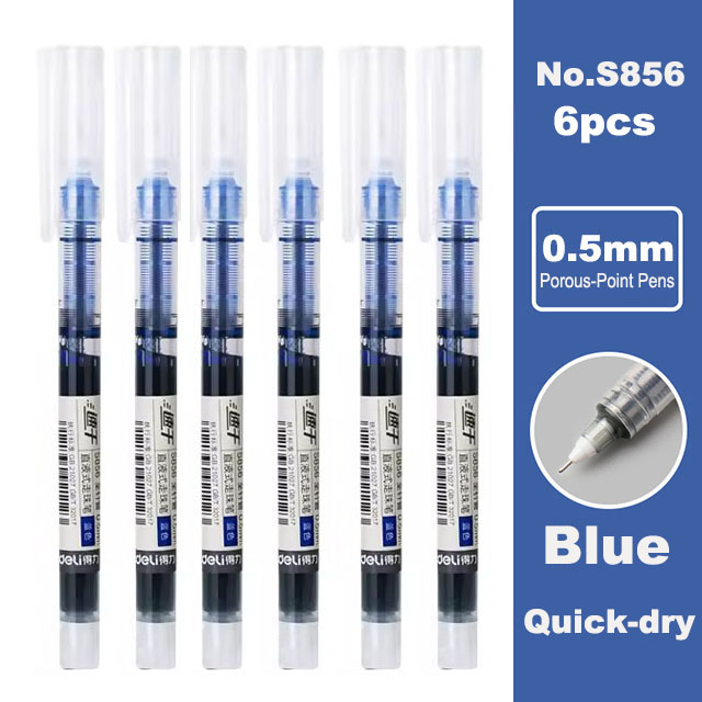 Deli-Juego de bolígrafos Rollerball, bolígrafos de Gel de tinta de secado rápido de 0,5mm, negro, azul y rojo, suministros de papelería, bolígrafo de firma de escritura para estudiantes, 6/10 Uds.: Verde
