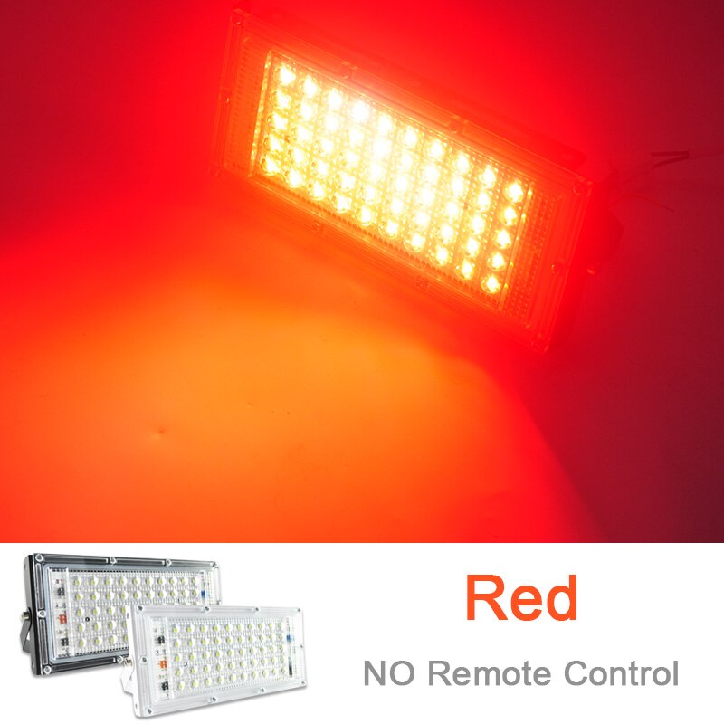 LED Flood Light 50W 100W RGB Led Floodlight Remote control COB chip LED street Lamp AC220V 240V waterproof IP65 outdoor Lighting: RED / White Shell