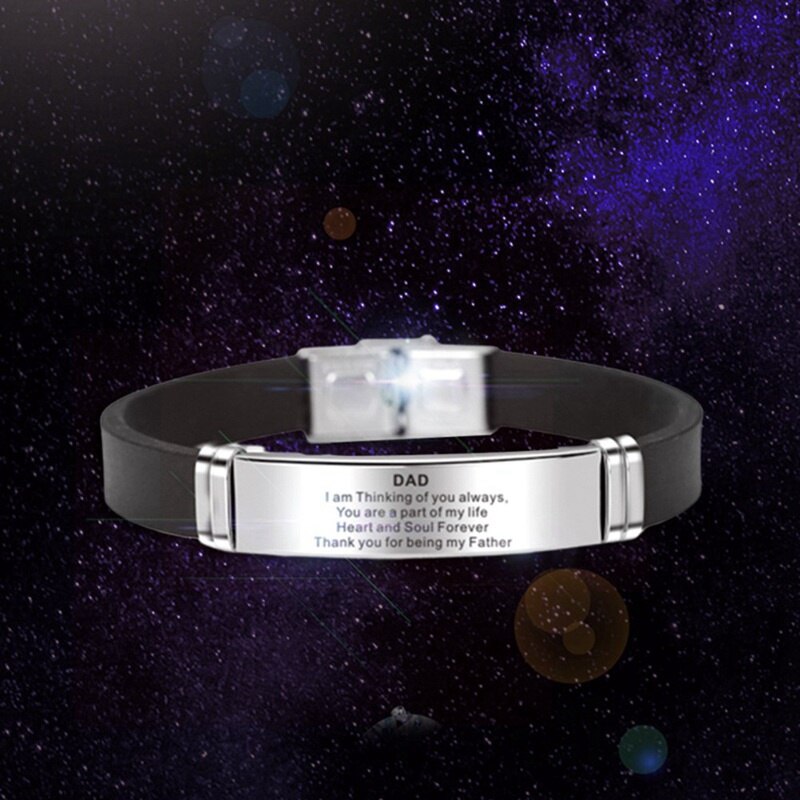 1pc til min søn inspirerende armbånd mænd armbånd rustfrit stål silikone armbånd til drenge kærlighed fra mor far