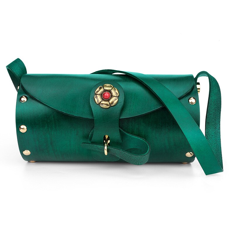 Originele Van Leer Madman Hoofd Lederen Vrouwen Messenger Bag Single Schoudertas Handgeschilderde Rugzak: Dark Green