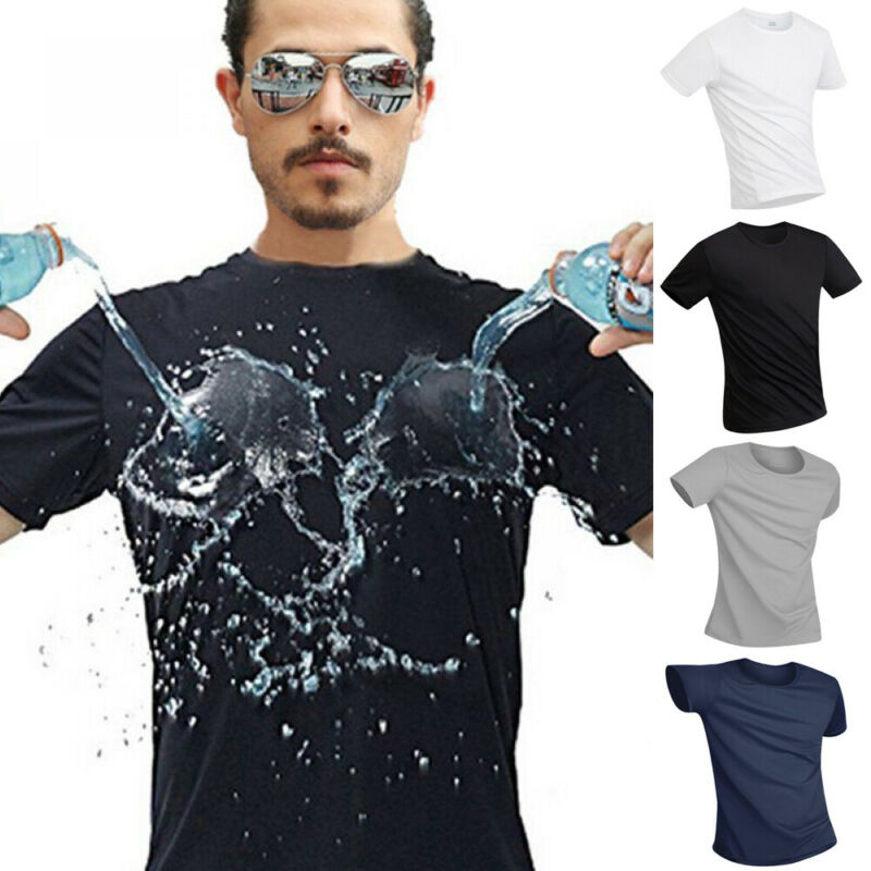 Anti dirty vandtæt #39 sports t-shirt åndbar nano quick dry skjorte top