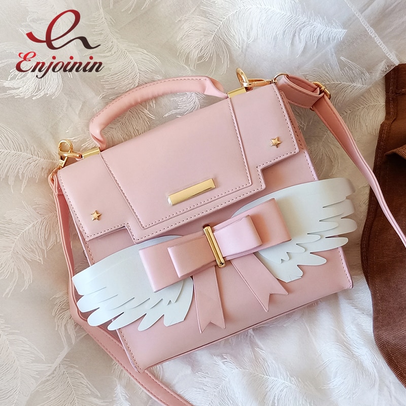 mignon Lolita ailes arc Pu fille sac à bandoulière sac à main bandoulière Messenger sac femmes Bat sac Bolsa sac fourre-tout