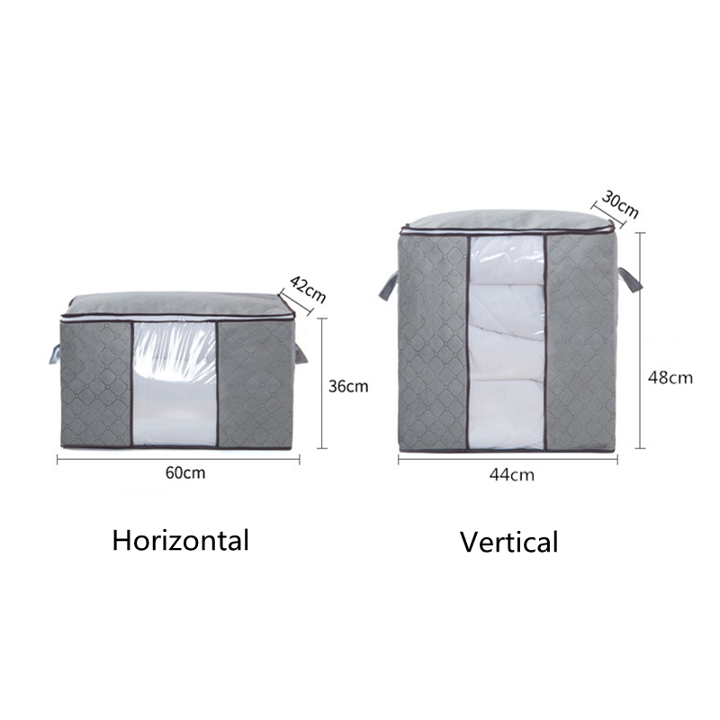 Foldable Storage Bag Home Non-woven Fabric Zipper Blanket Quilt Storage Organizer Bedroom Clear Closet Organization for Clothes