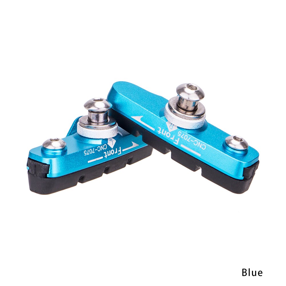 ZTTO – étriers de vélo de route avec plaquettes de frein remplaçables, coque en aluminium CNC, 1 paire de bloc, chaussures de freinage légères pour partie carbone: Blue for AL