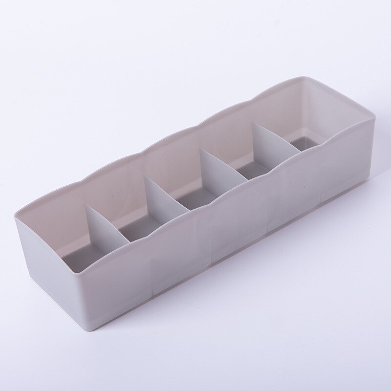 5 Compartment Multi-Purpose Underwear Bra Tie Drawer Storage Box Clothes Organizer Socks Case for Ties Bedroom: Gray