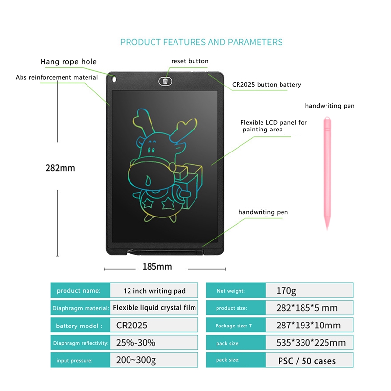 12Inch Electronic Drawing Board LCD Screen Writing Tablet Digital Graphic Drawing Tablets Electronic Handwriting Pad