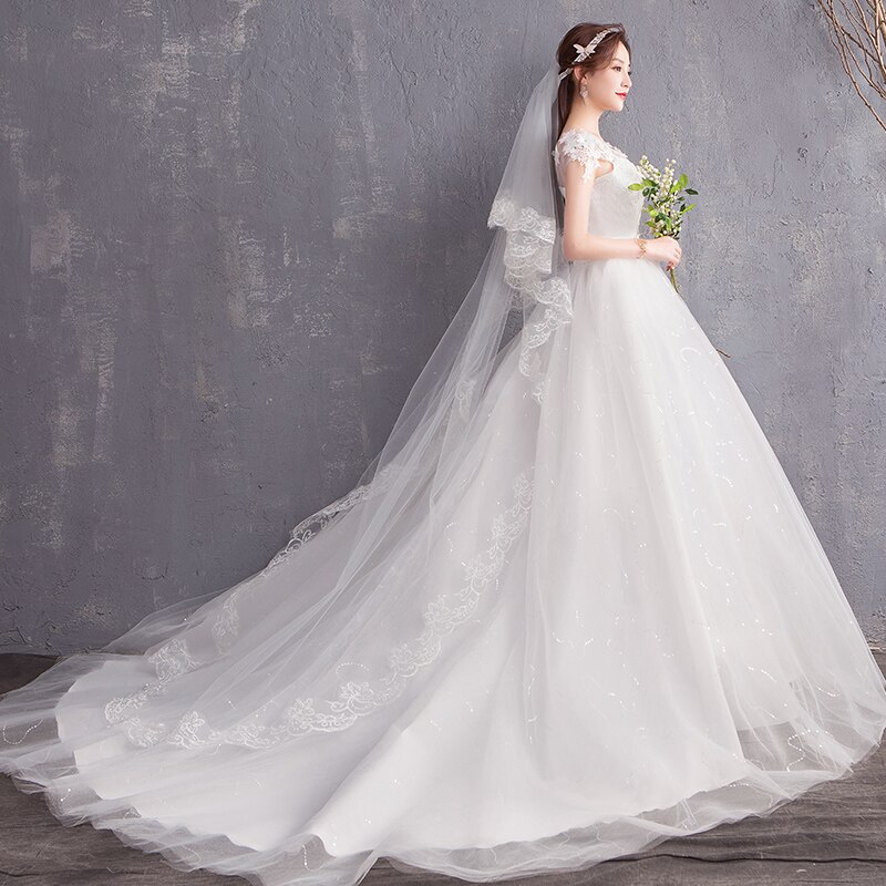 2.8M Wedding Accessories Long Veil Bridal Veil Hair Accessories 1 Layer Lace Without Comb