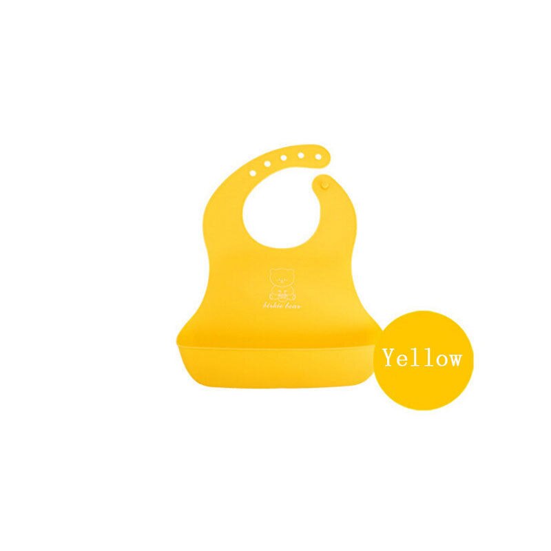Baberos alimentación de silicona impermeable para bebé, babero para niños, Catcher de comida enrolladas, bolsillo, 4 Uds.: Amarillo
