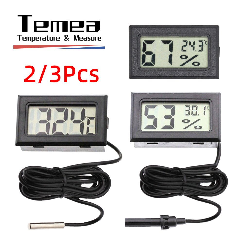 Temea-Mini Termómetro Digital, higrómetro con sonda para interiores, Sensor de temperatura pequeño, medidor de humedad, pantalla LCD, 2/3 piezas