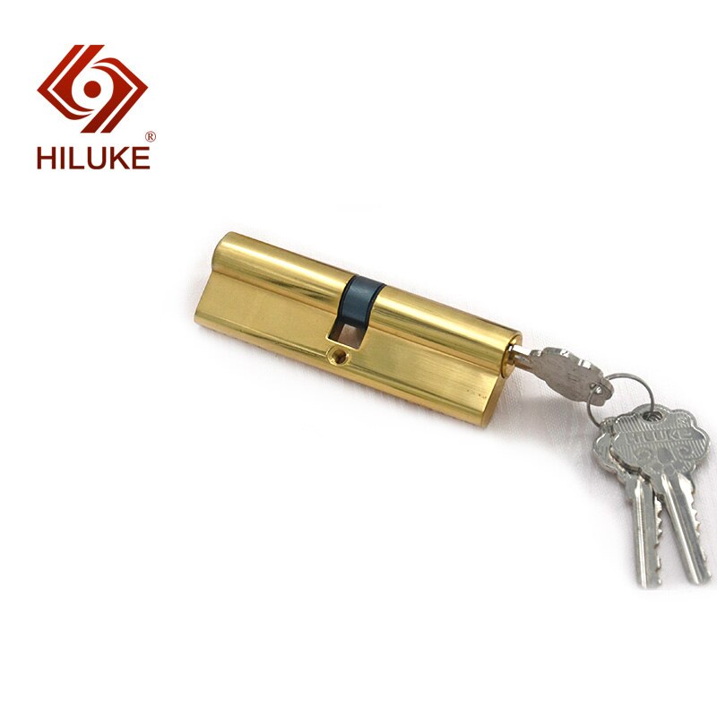 HILUKE 100mm brass alloy security double open lock cylinder three brass keys for wooden door lock core hihg
