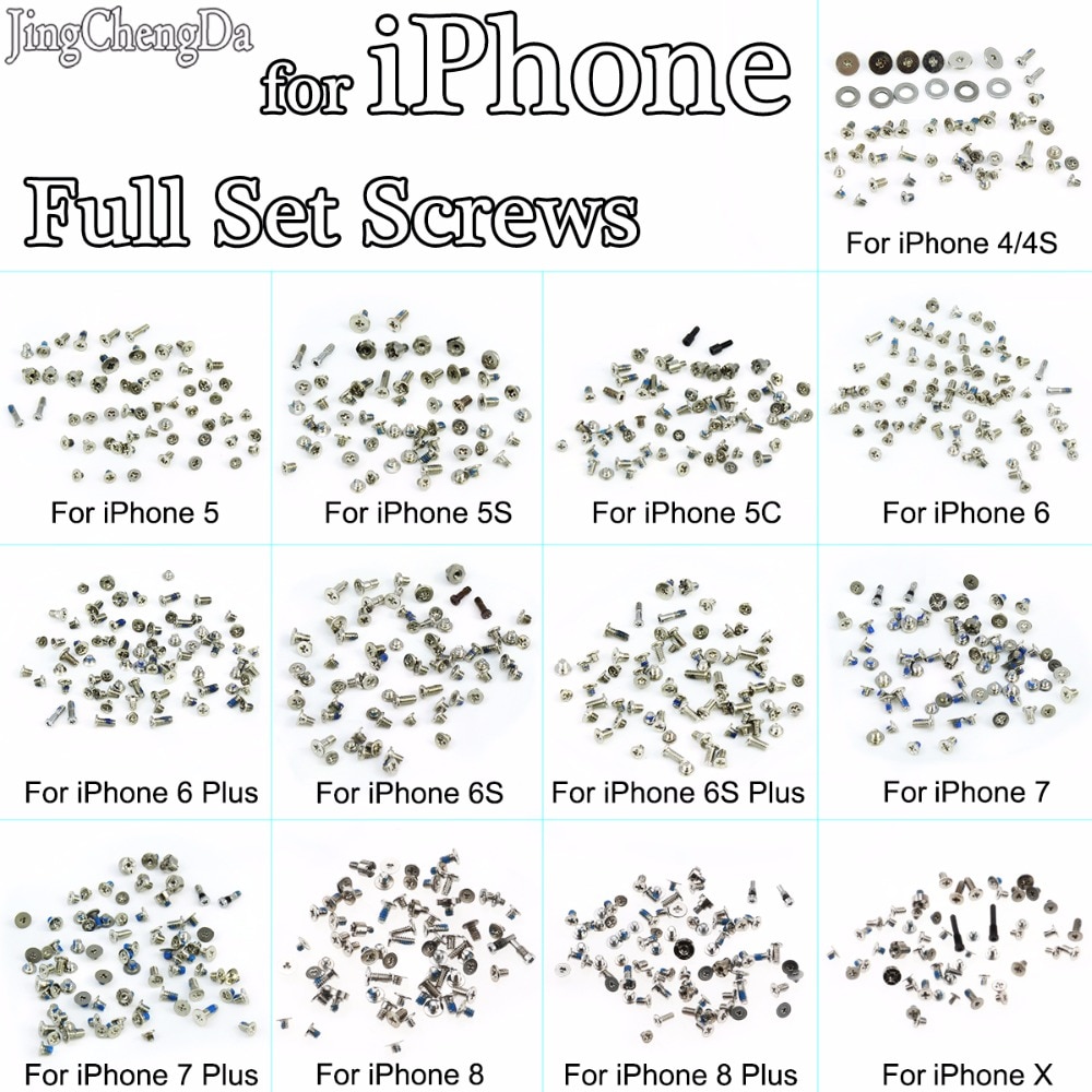 Jcd Zilver Compleet Volledige Set Schroef Vervanging Schroef Set Kit Voor Apple Voor Iphone 8 8 P X 6G 6S 7 7 8 Plus 4 4S 5C 5S 5