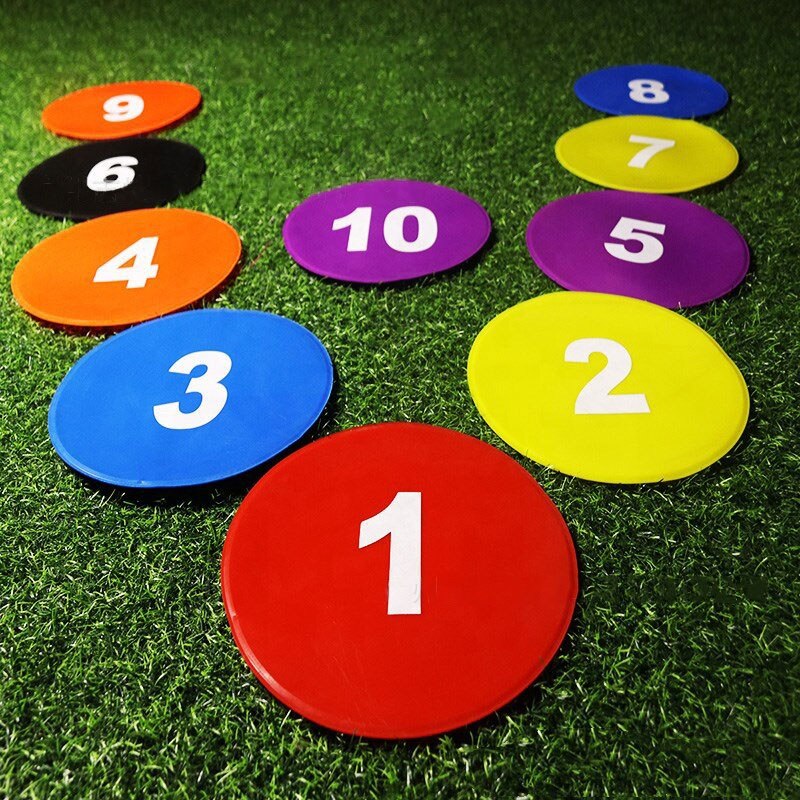 10Pcs Pack 9Inch Genummerde Platte Schijf Markers Anti Slip Agility Spot Kegels Voor Voetbal Basketbal Voetbal Hockey