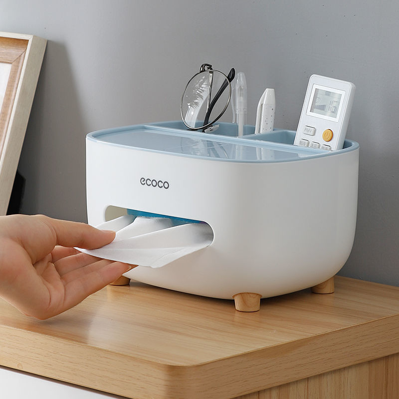 Ecoco Tissue Dispenser Napkin Box Holder Multi Function Remote Control Storage Box Living Room Napkin Organizer