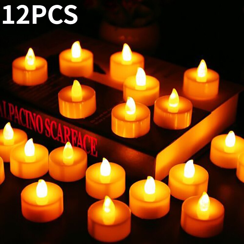12 Pièces Coloré LED À Piles Bougies chauffe-plat Sans Flamme Mariage Décor Accessoires bougie D'anniversaire électronique Décoration