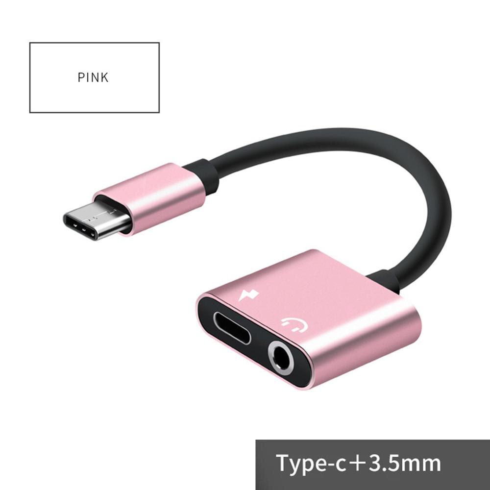 2 in 1 Typ-C zu 3,5 MM Audio- Adapter Kabel Ladung Hafen Kopfhörer Typ-C Audio- Cbale AUX Adapter Kabel Headset Aufruf Android: Rose Gold