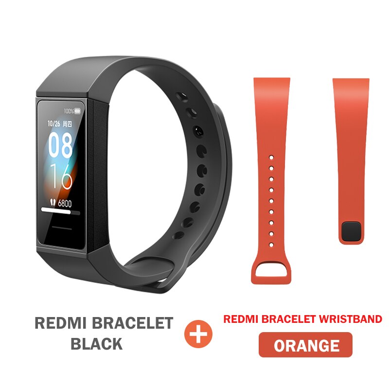 Xiaomi-reloj inteligente Redmi Band, pulsera con pantalla Larg de 1,08 pulgadas, Control de música, Bluetooth, impermeable, rastreador de Fitness: add orange wristband