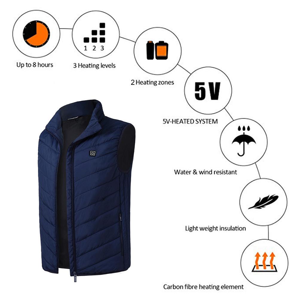 Graphène électrique gilet USB Intelligent température constante gilet chauffant pour Sports de plein air pêche électrique gilet chauffant