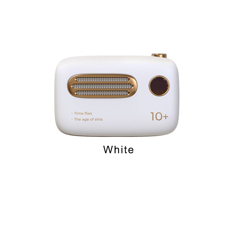 Retro Portable Battery 10000mah Fast Charging Mobile Power Bank Cute Radio Shape Dual Input Output External Battery Double USB: White