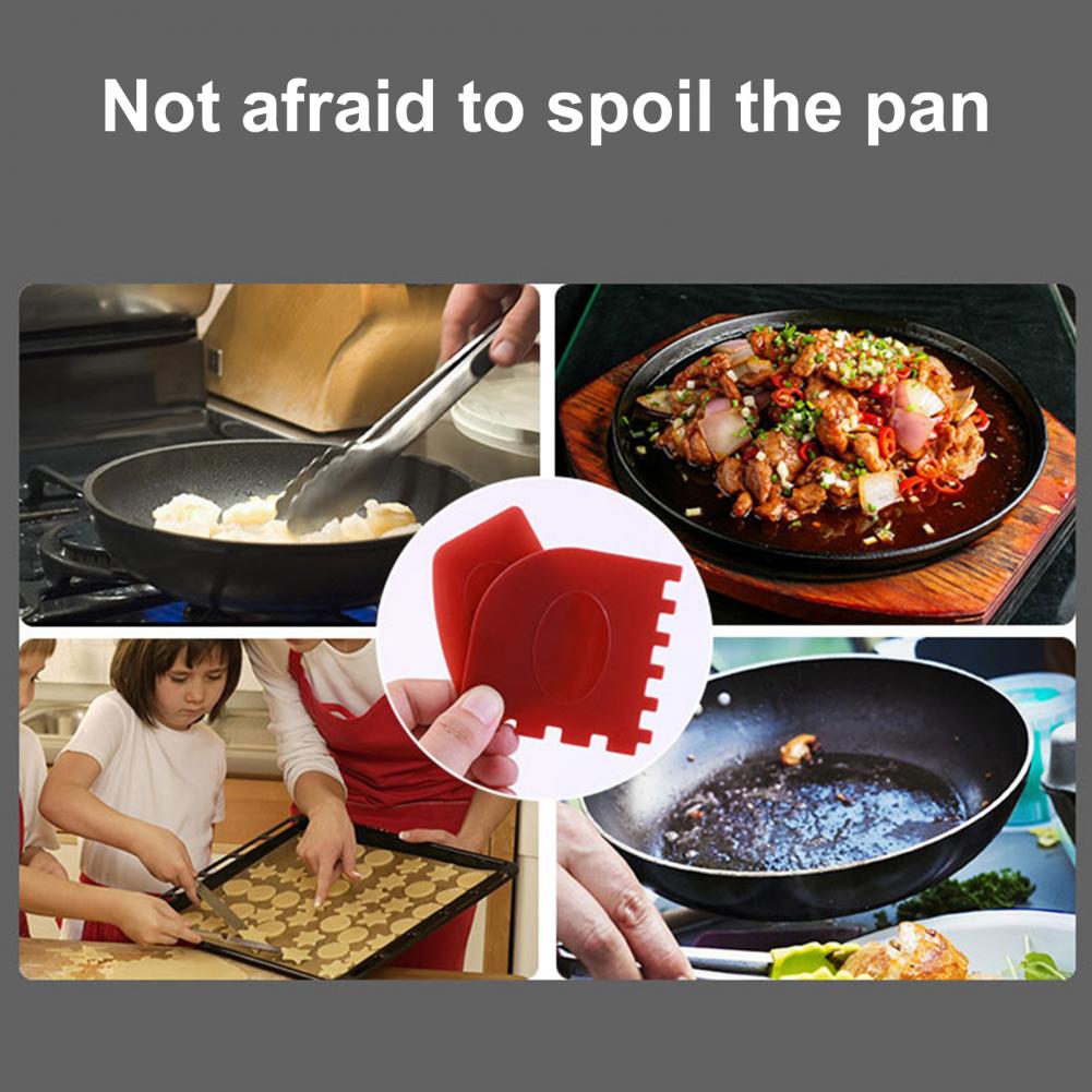 Oil-proof 1 Set Food-graded Grill Pan Scraper Set Reusable Pan Cleaning Scraper Smooth Surface for Bowl