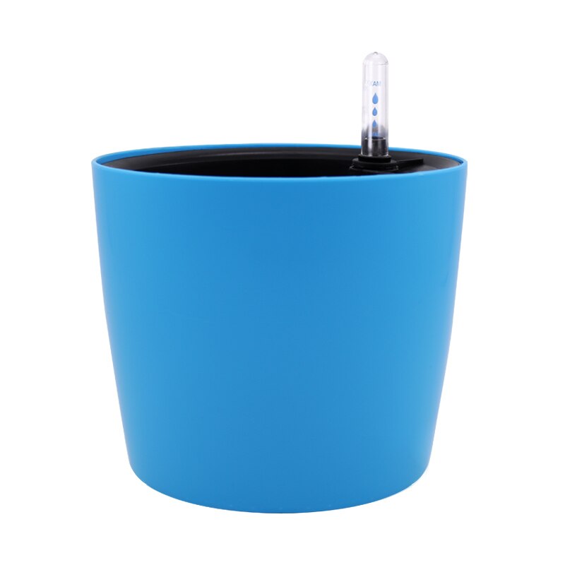 Indicador de nivel de agua de cinco colores, macetas de plástico inteligentes para riego automático, maceta pastoral resistente a la corrosión: Blue