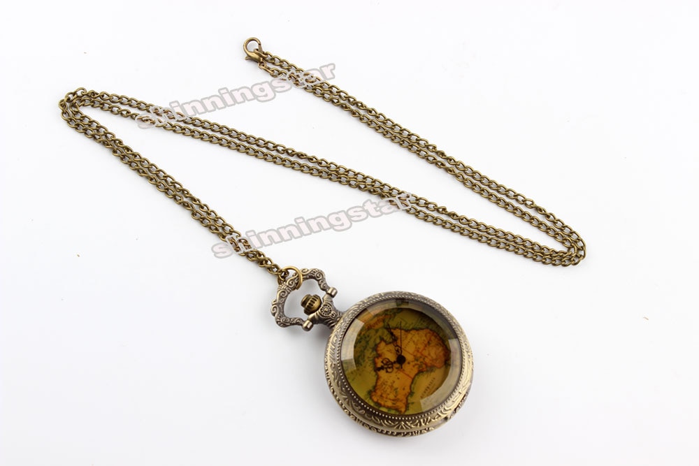 Womens Mens Quartz Pocket Watch 1pcs Vintage Watch Necklace Retro Australia Map Watch Pendant Clock On Chain