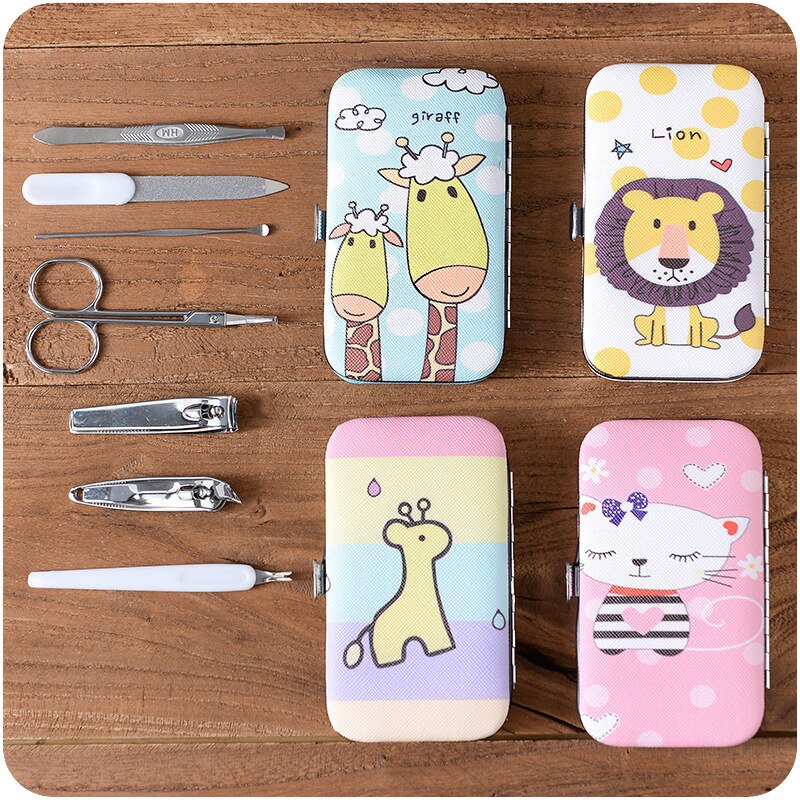 7 teile/satz Kinder Maniküre Clipper Set Cartoon Edelstahl Nagel Trimmen Werkzeug Nagel Clippers Set Baby Pflege Maniküre Nagel Kits