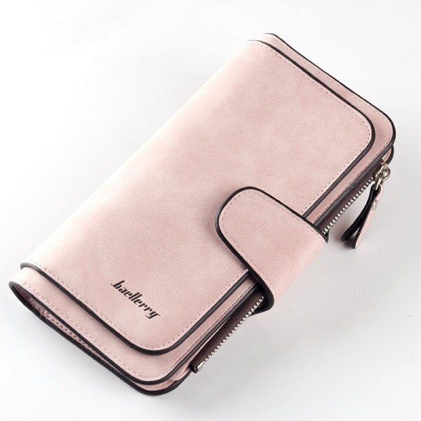 Baellerry Wallet Women Leather Luxury Card Holder Clutch Casual Women Wallets Zipper Pocket Hasp Ladies Wallet Female Purse: light pink