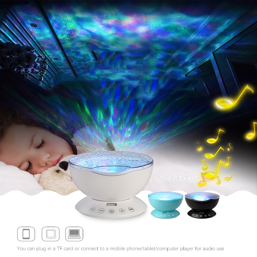 7 kleuren led nachtlampje hemel afstandsbediening oceaan golf hemel projector met mini muziek nieuwigheid babylamp voor kinderen