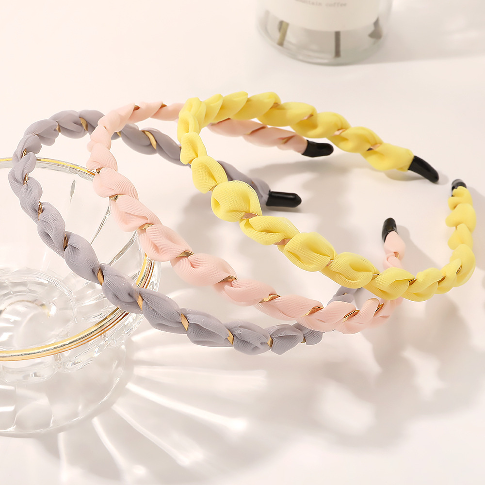 Diademas de Organza para mujer, bandas de aro para el pelo tejidas cruzadas, de Corea, diadema de Metal de Seda brillante, accesorios para el cabello para niñas, turbante