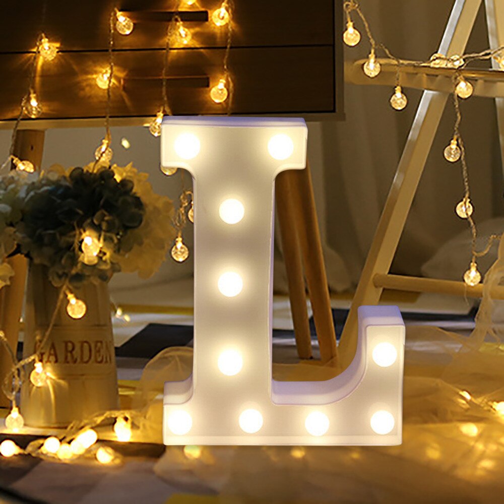 Soft warm glow wall hung or free standing Alphabet Letter Lights LED Light Up White Plastic Letters Standing Hanging A-M &: L