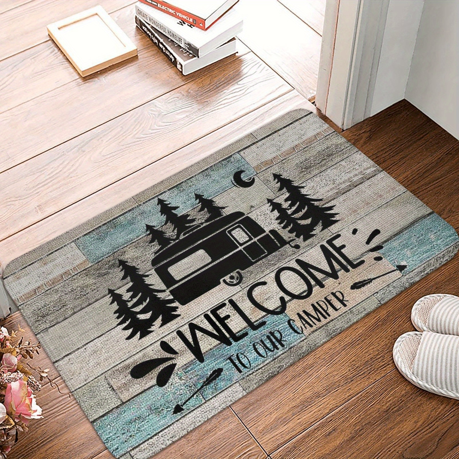 Dörrmatta för husbil, välkommen, entré, 100% -pack, polyester, heminredning, matta, inomhus, utomhus, golvmatta, vardagsrum, sovrum, badrum, köksmatta: Röd