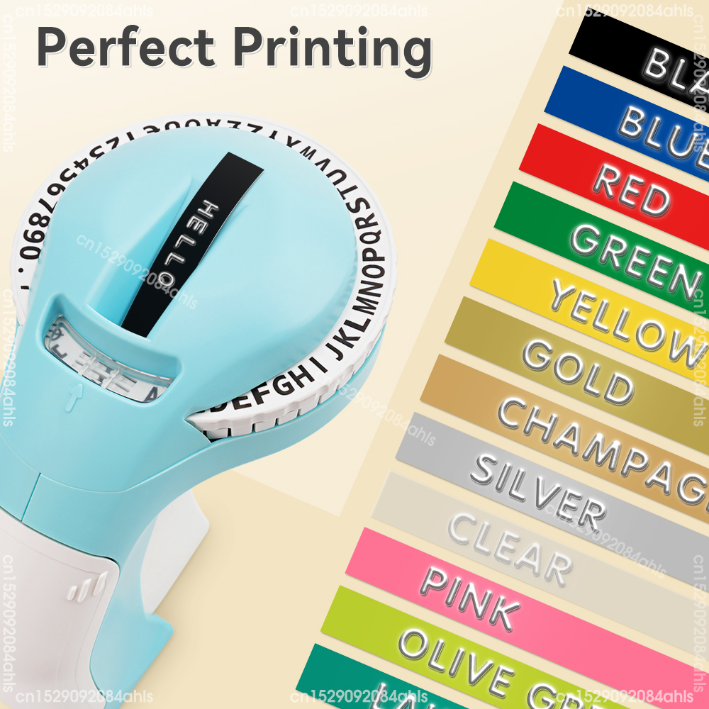 3D Embossing Label Printer B90 Manual Typewriter Handheld 3D Embossing Labeller Similar as Dymo 12965 Label Maker or 5PK Labels