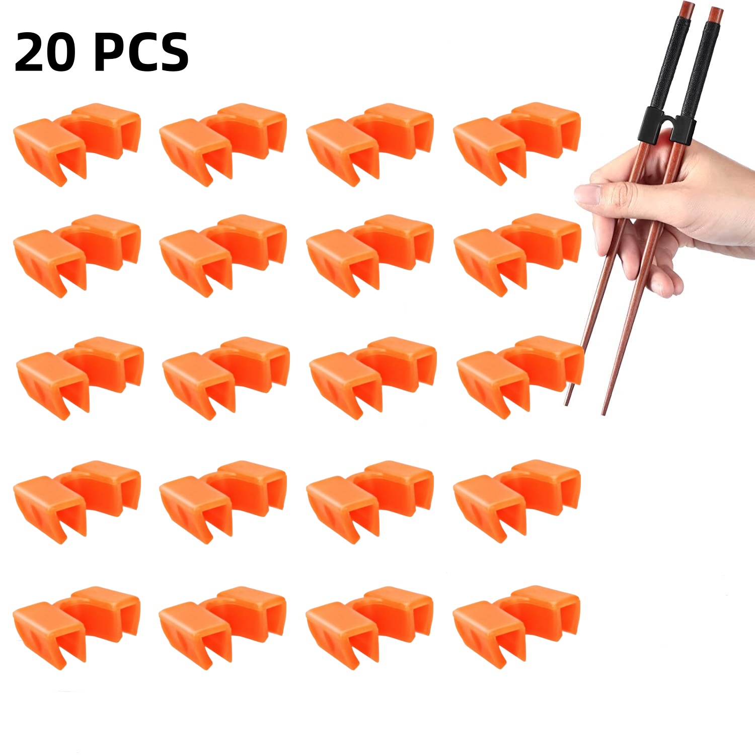 20 Stück wiederverwendbare Essstäbchen-Helfer, rutschfest, austauschbar, beide Rechts- oder Linkshänder, Schulungen-Essstäbchen für Erwachsene, Anfänger, Lernende: Rosa