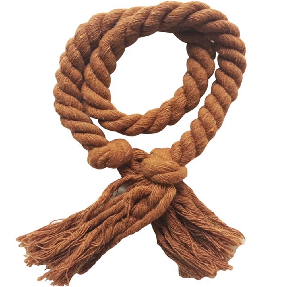 Rideau en corde de chanvre tissé à la main | Paire de rideaux à nouer décoratifs à tirettes, support de corde en chanvre tissé à la main, accessoires de rideau à boucle: Marron