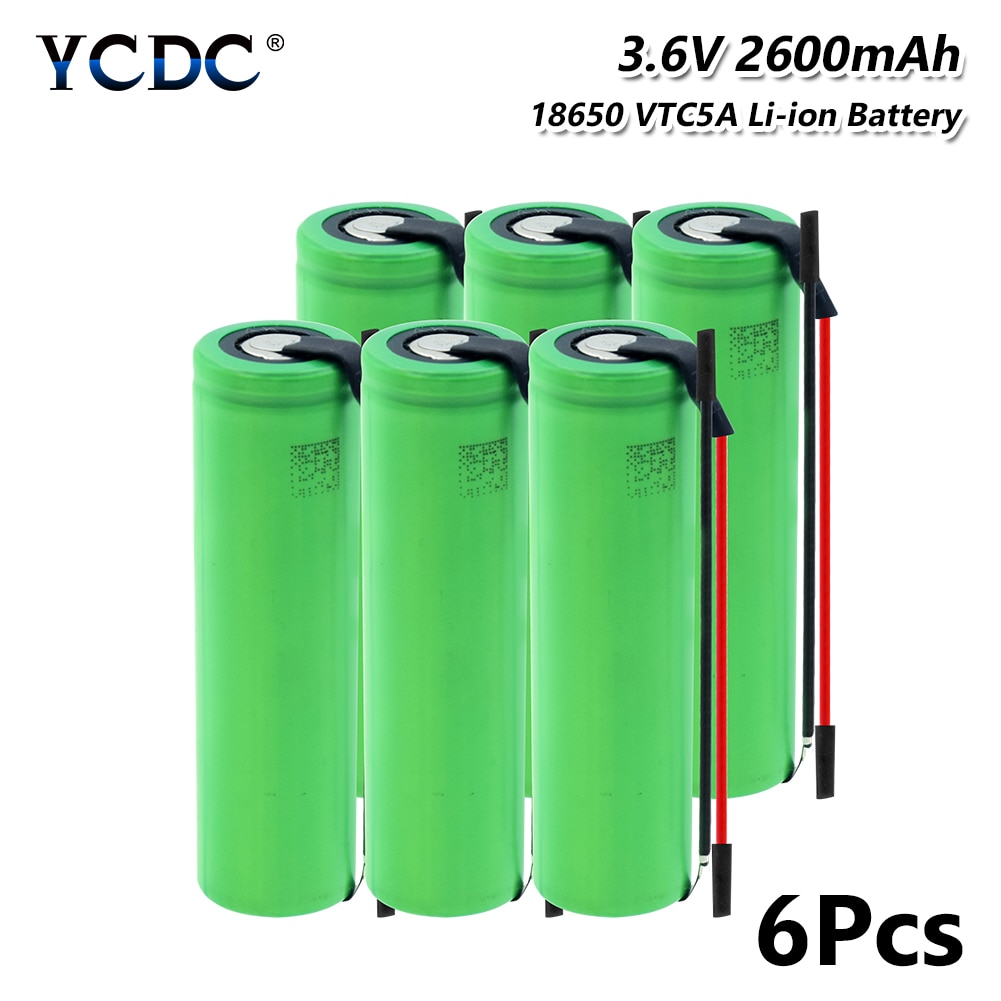 1-10Pcs US18650VTC5A 3.6 V 2600 Mah 18650 Batterij Lithium Oplaadbare Batterij 35A Ontlading Met Diy Draden batterijen