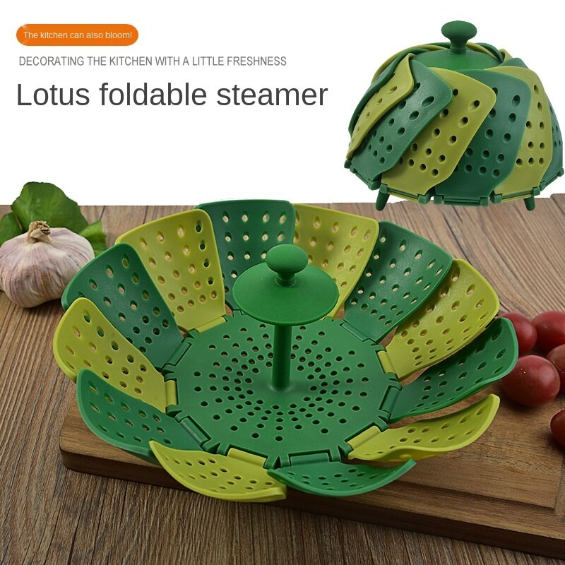 Cookware Plastic Steaming Food Basket Mesh Silicone Faucet Steamer Folding Food Vegetable Vapor Cooker Dish Foldable Steamer