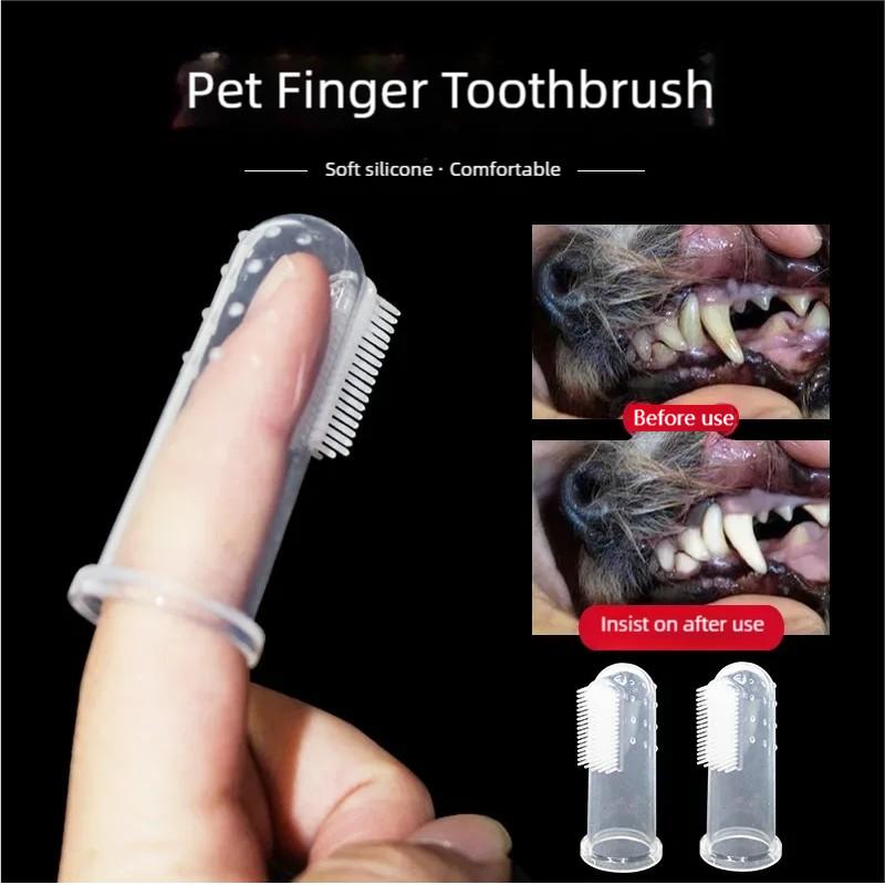 Limpieza de dientes para perros, cepillo de dientes súper suave para dedos, herramienta para dientes transparentes, limpieza de gatos, suministros para cachorros y mascotas, accesorios