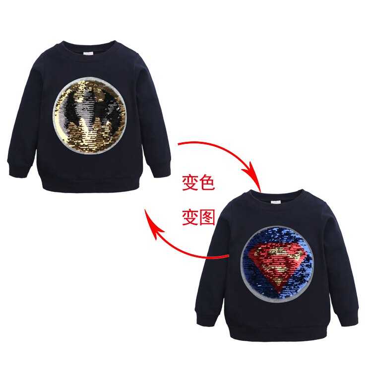 Cartoon Pailletten Patroon Sweatshirts Kinderen Lange Mouwen Tops jongens T-shirt Trui Kinderkleding Lente Herfst XC-191: 002 / 7T