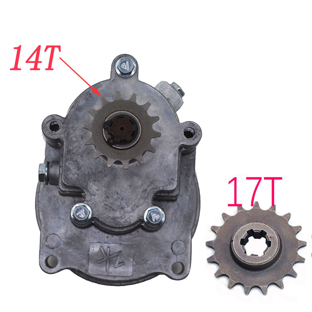 T8F 11 14 17 20 Tand Koppeling Drum Versnellingsbak Tandwiel 33cc 43cc 49cc Ty Hengel Ii Go Kart Mini moto Dirt Bike Scooter Xtreme: 14T Box and 17T Gear