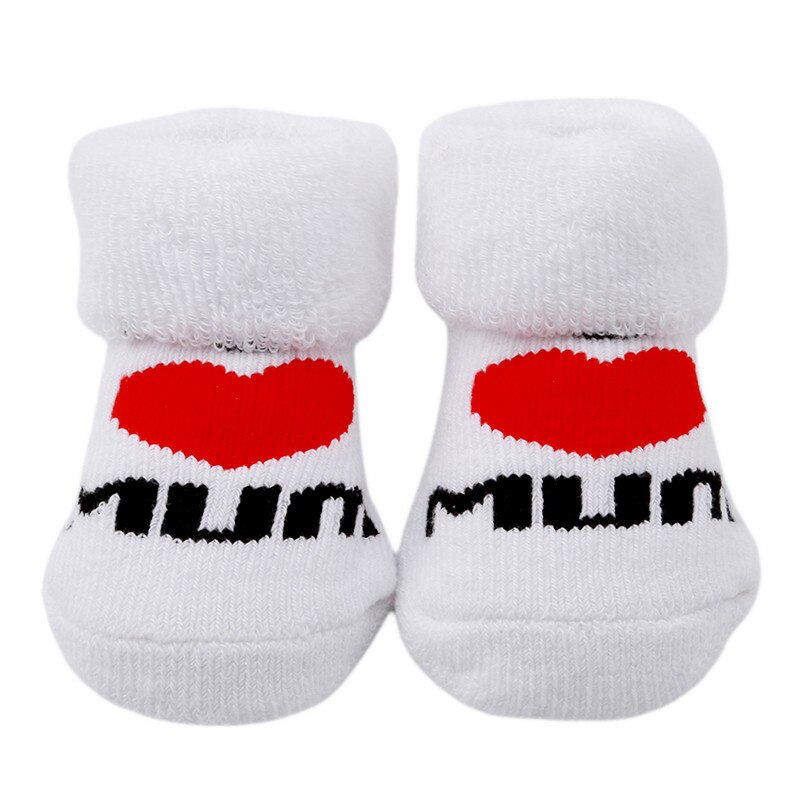 Baby Socken Gummi Slip-beständig Boden Socken Love Dad Liebe Mama Cartoon Kinder Socken Für Mädchen Jungen: Towel type mum