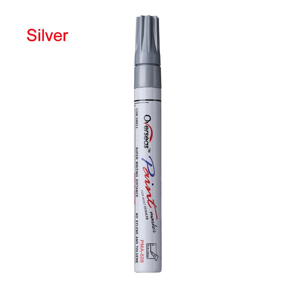 Universele Waterdichte Olie Permanente Verf Marker Pen Band pen Motorfiets Auto Tyre Loopvlak Rubber Metalen Verf Pennen: silver