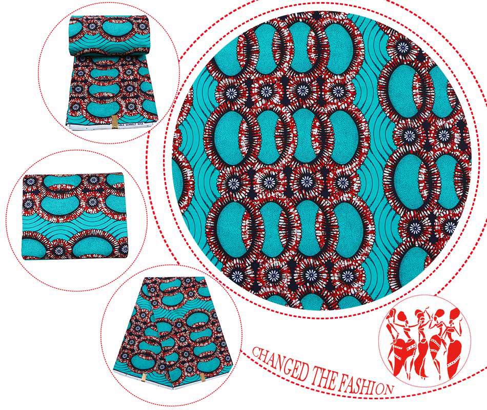 Blue 6 Yards Ankara African Wax Print Fabric African Ankara Wax Fabric Material Width 110cm