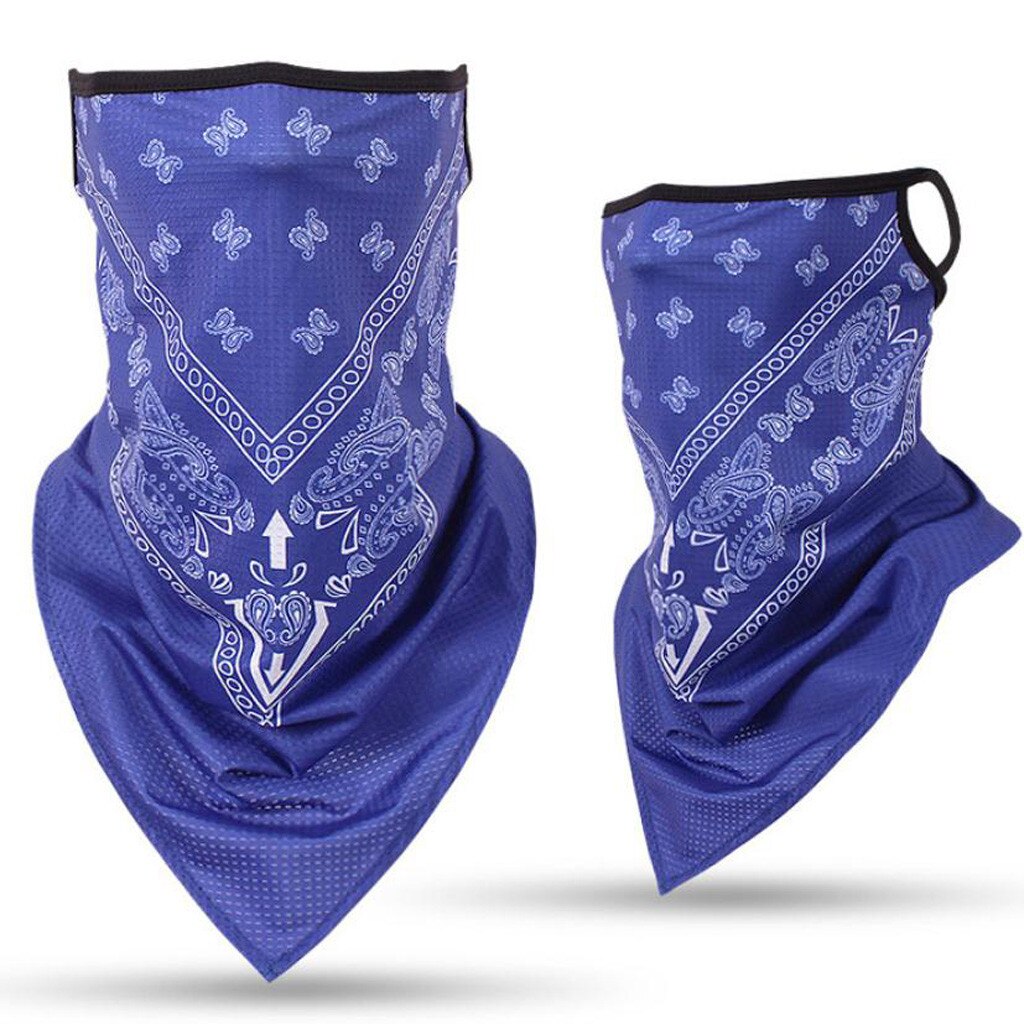 Tri-Angle Bandana Gezicht Shield Opknoping Oor Buis Sjaal Ice Zijde Nek Gaiter Cover Anti-Uv Glad Ademend Hoofdband Mannen masque