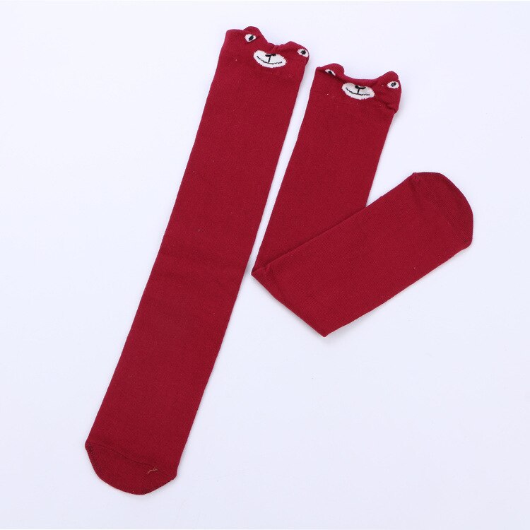 1 paar Meisjes Knie Hoge Sokken Dier Katoen Knit Over Kalf Sokken voor Kids Teens Leuke Cartoon Kinderen Sokken lente: 9