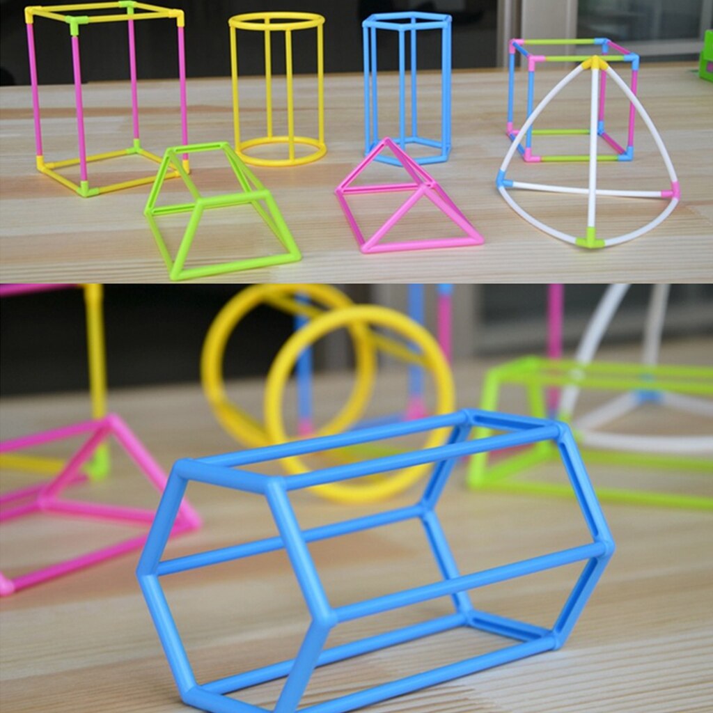 Spielzeugset mit verschiedenen farbstäben und geometrischen blöcken für das mathematische lernen im vorschulalter,