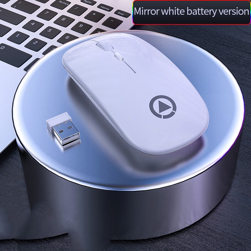 Bluetooth Mouse Silent Mause Rechargeable 2.4G Wireless Mouse Ergonomic RGB Mini Mouse USB Optical Mice For PC laptop Desktop: Wireless White