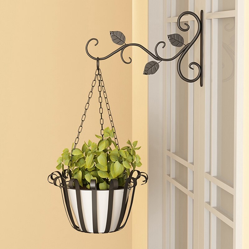 2 Pcs Plants Bracket Wall Hanging Flower Pot Support Bracket Hook Iron Hanger Plants Holder Balcony Home Decoration