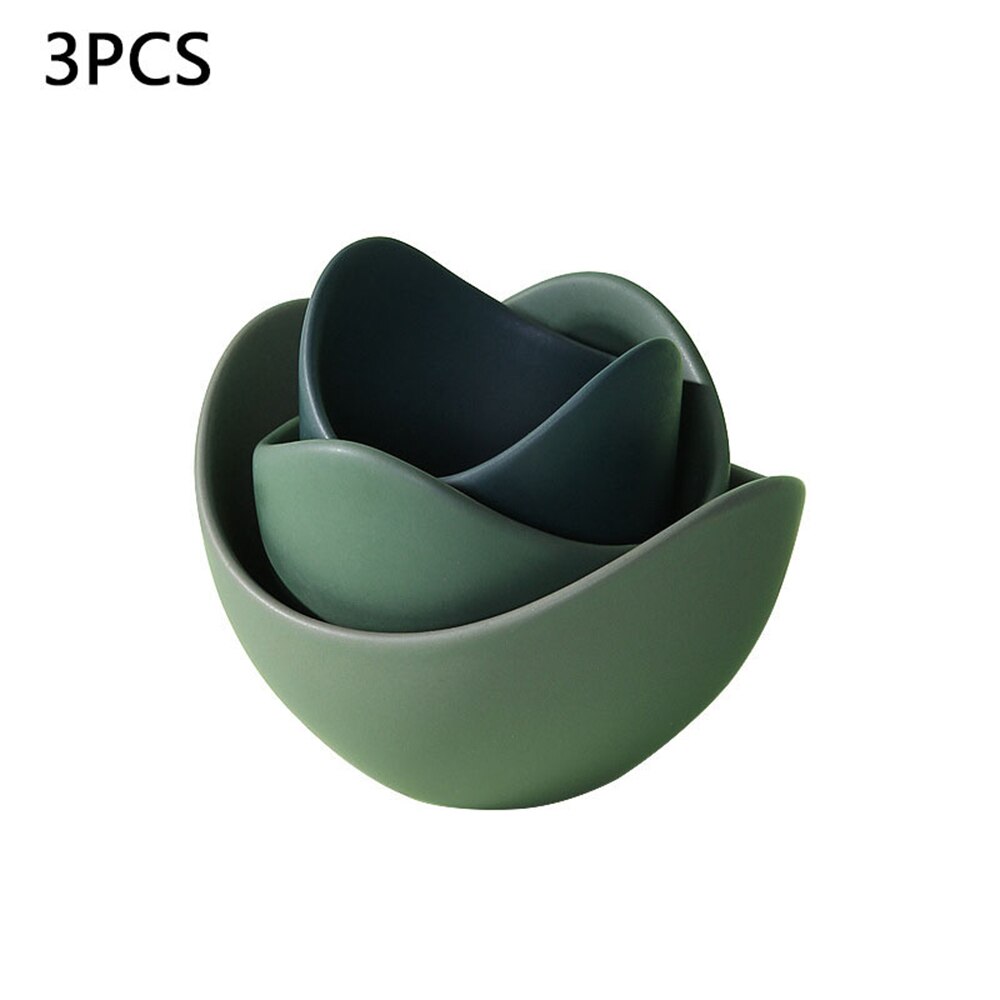 Frugt plade lotus keramiske skål fade og plader sæt hjem dekoration opbevaring fad frugt sæt keramiske fade sæt: Grøn 3 stk